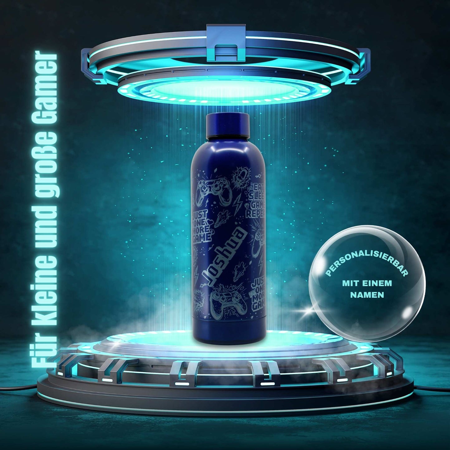 Trinkflasche Isolierflasche mit Gamermotiv in blau