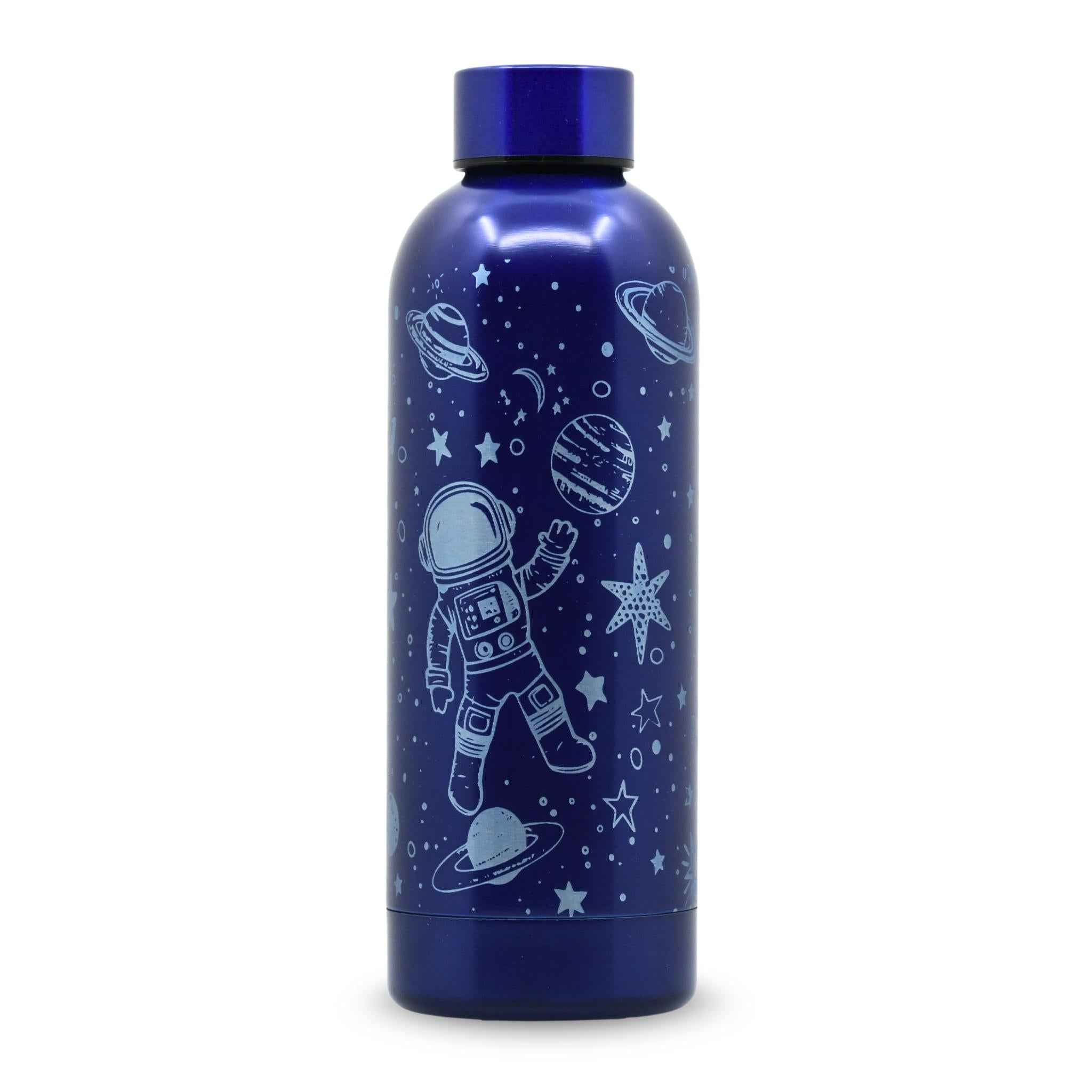 Kinder Trinkflasche 500 Ml – Isolierte Edelstahl-Flasche Mit Astronauten-Bären Design & Strohhalm
