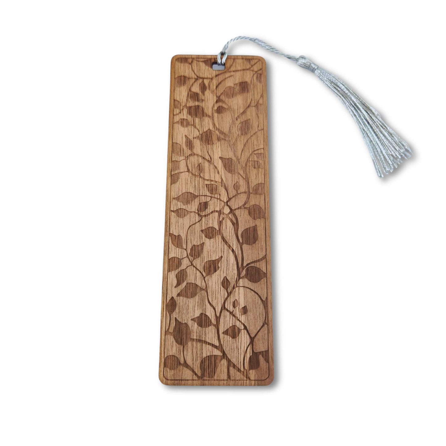 Lesezeichen aus Nussbaum mit graviertem Blumenmotiv 