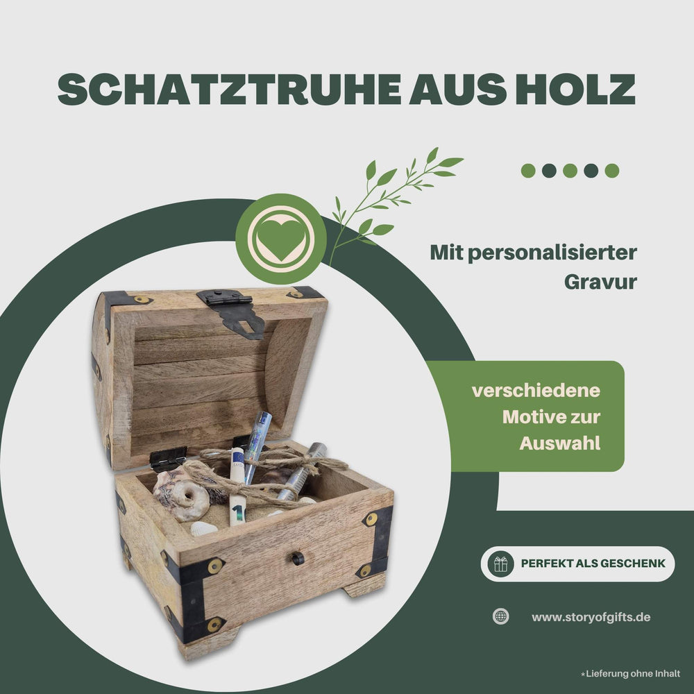 
                  
                    Schatztruhe / Geschenktruhe aus Holz mit personalisierter Gravur
                  
                
